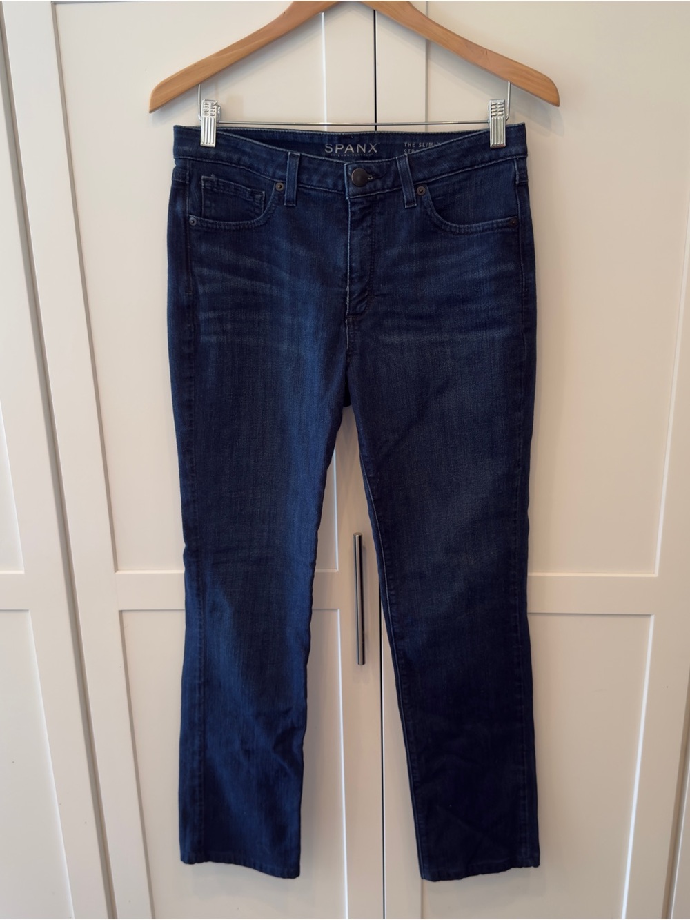 SPANX Dark Wash The Slim X Straight Leg Jeans Size 30